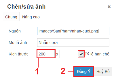 Chỉnh sửa kích thước hình